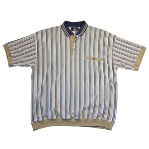 Y2k Safe Harbor Men Vintage Banded Polo Shirt L Striped Skater Grunge Punk Retro